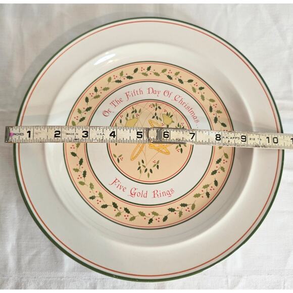 Vintage Anchor Hocking Stoneware Collector Plate 5th Day of Christmas 10 1/2" - Picture 3 of 3